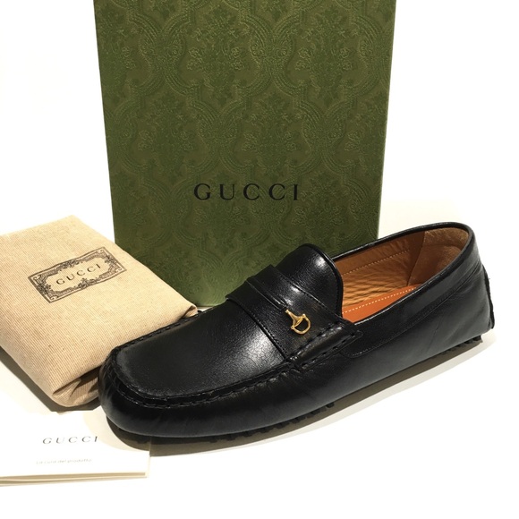 GUCCI HALF HORSEBIT DRIVING LOAFERS MOCCASIN -BLACK LEATHER -MEN US 10.5 -NEW - Picture 2 of 10